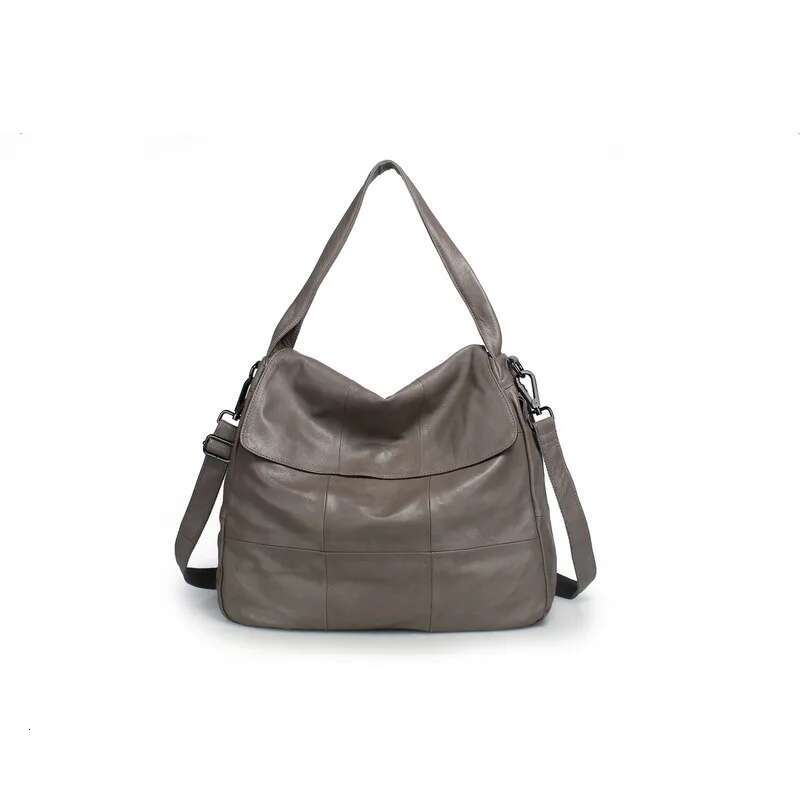 New Fashionable Top Layer Genuine Leather Large Capacity Shoulder Simple Women's Diagonal Cross Toe Layered Cowhide Tote Bag