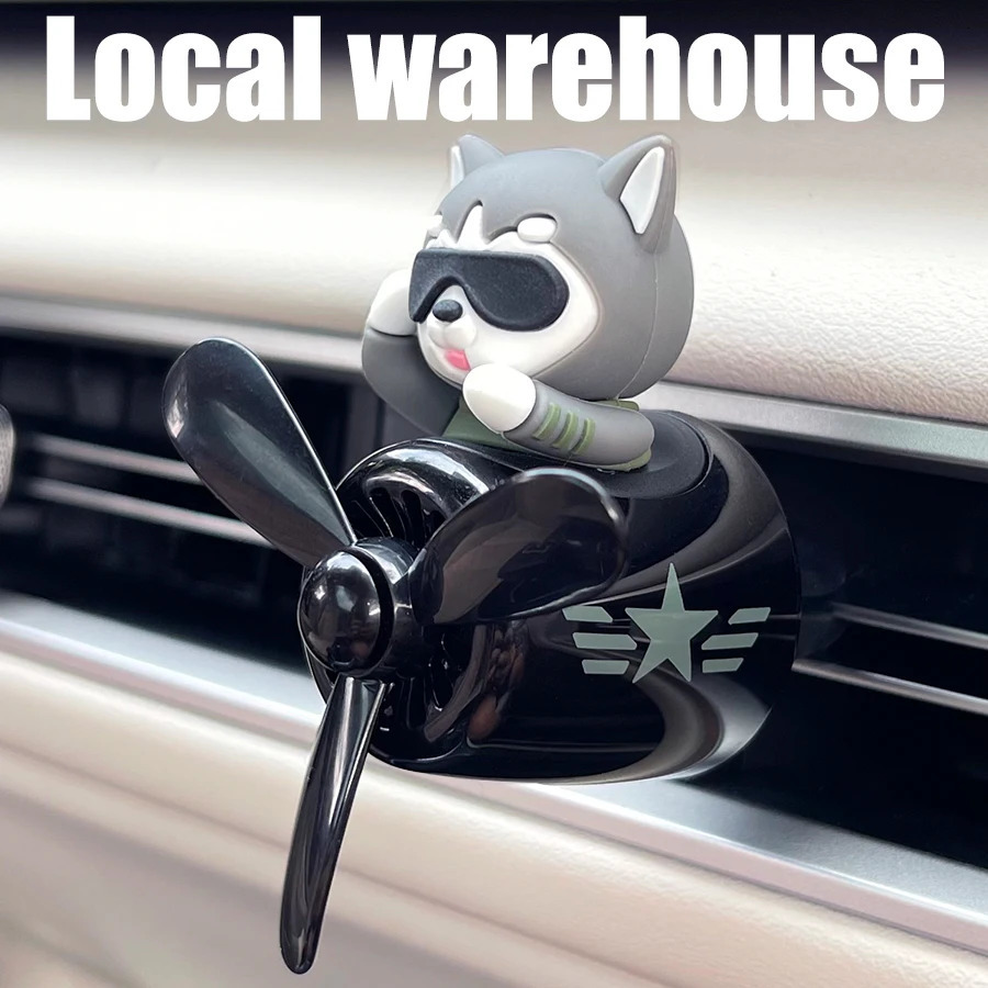 Rotating propeller pilot husky dog car air fresheners accessories decorations perfume diffuser vent clip fragrance aroma fun fan 250214