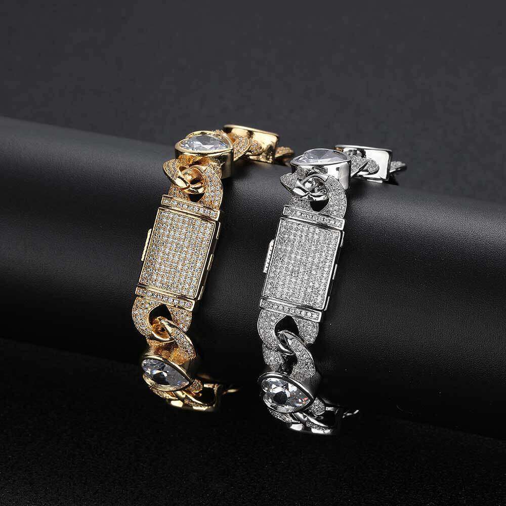 Hip Hop 12mm Love 8-e Cuban Chain Zircon Necklace Popular Jewelry Men's Bracelet