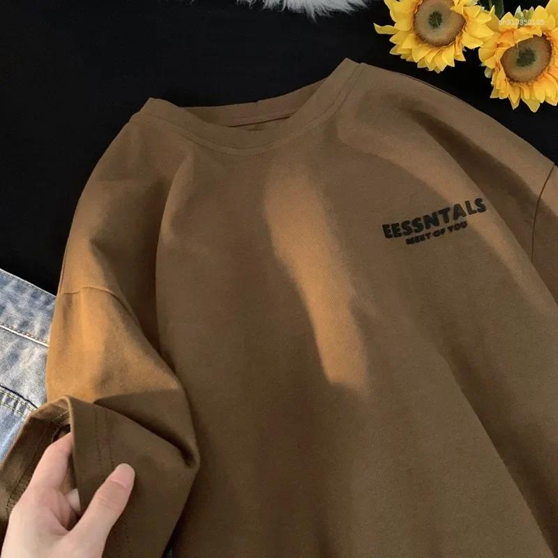 Mens T Shirts Summer Style Heavy Duty Simpletrendy Versatile Casual Loose-fit Student Half Sleeve Pullover T-shirt