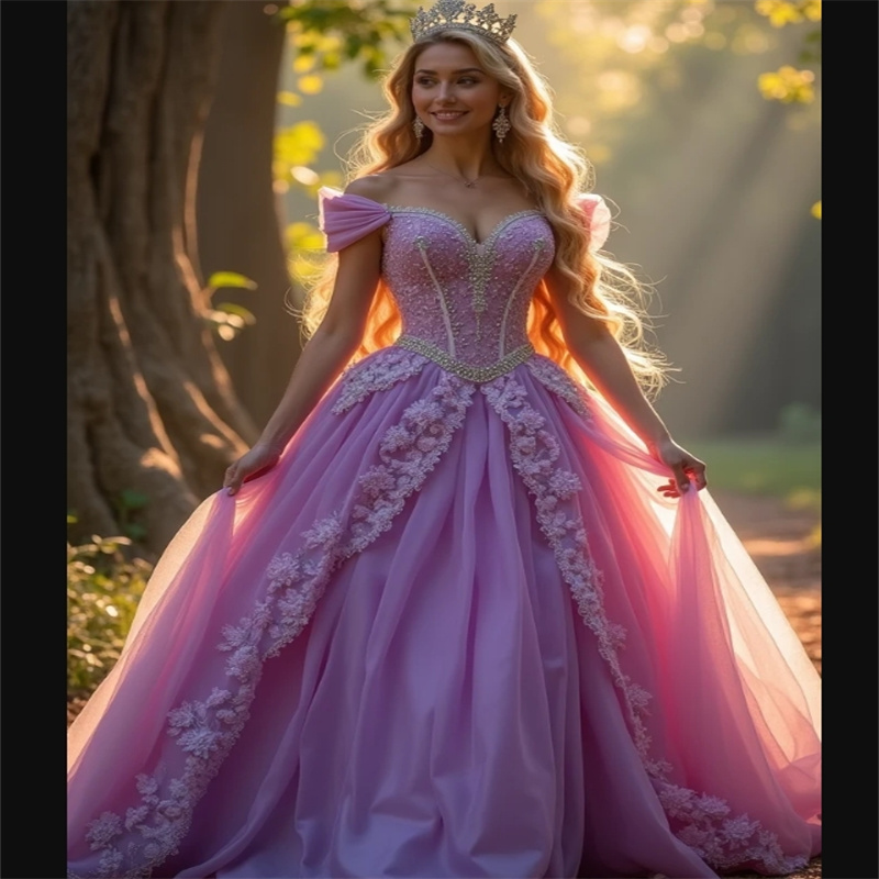Fairy Pink Vestidos De 15 Quinceanera Dress Fantasy Vestidos De Xv Anos Princess Lace Sweet 16 Dress Charro Prom Dress 2025 Robe De Mariee Hochzeitskl