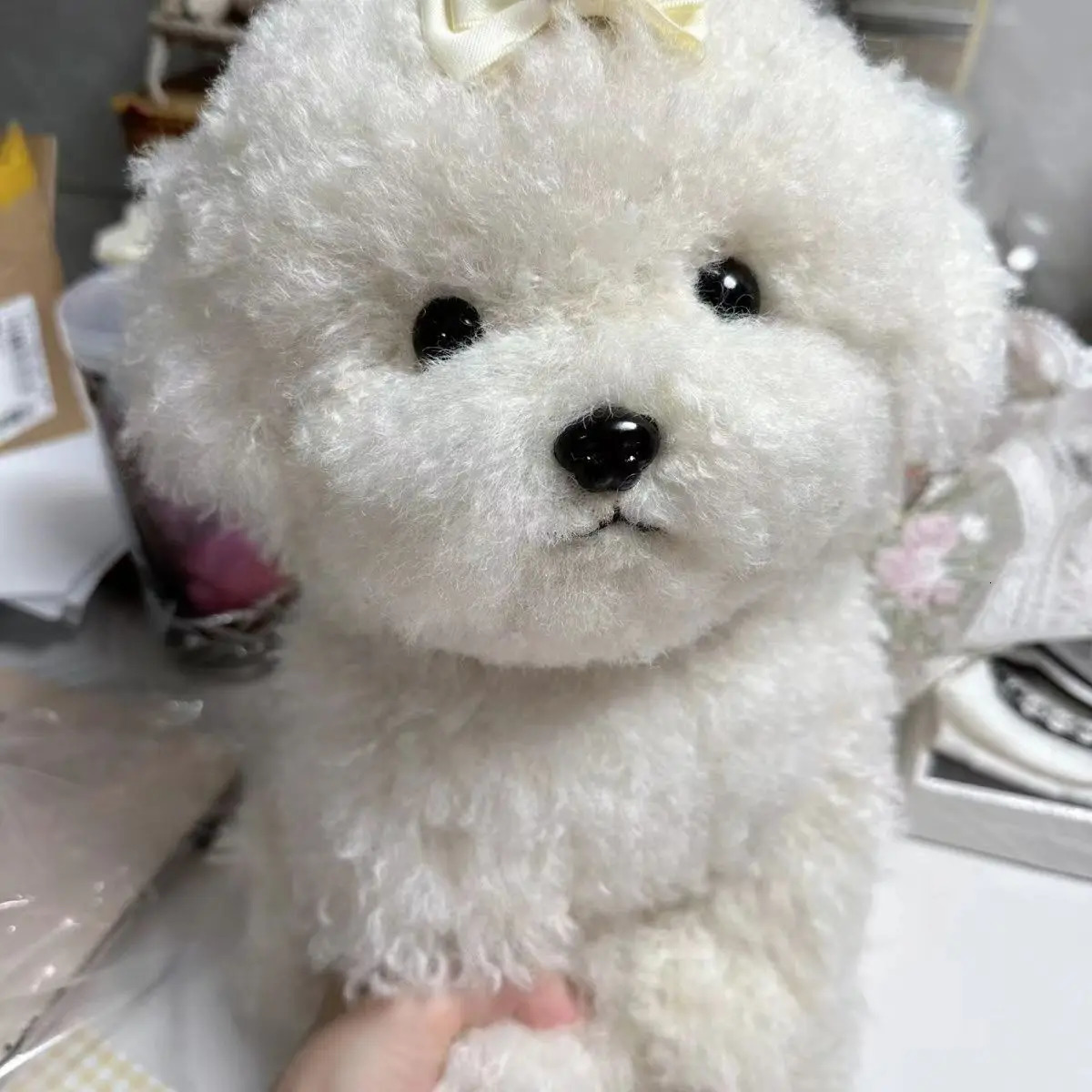 Cute Bichon Dog Plush Toy Simulated Curly Dog Kawaii Real Life Plush Stuffed Doll Girl Birthday Christmas Gift 250217