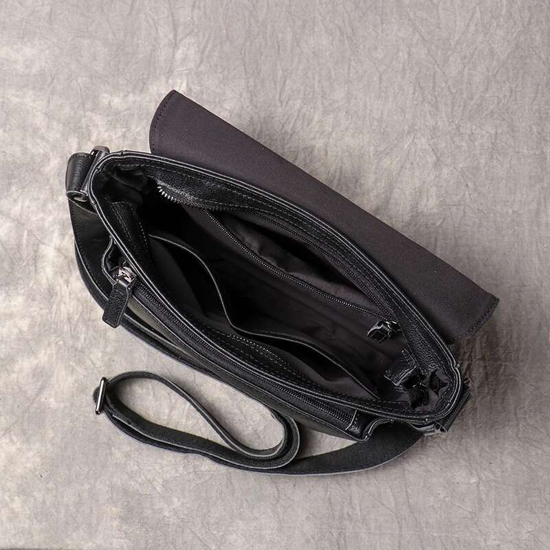 Leatherfocus Men's Shoulder Casual Crossbody Outdoor Daily Mobile Phone Bags Cowhide Retro Sg Bag For 7.9-Inch Ipad