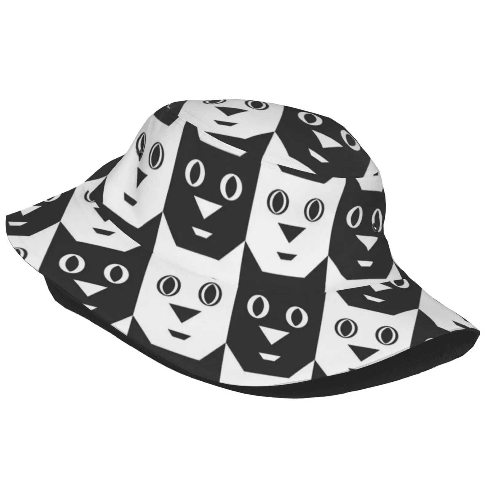 Black Cats Bucket Hat Fisherman Sun Cap for Women Beach Hats Funny Summer Unisex Packable Men Girls Travel Outdoor W250217