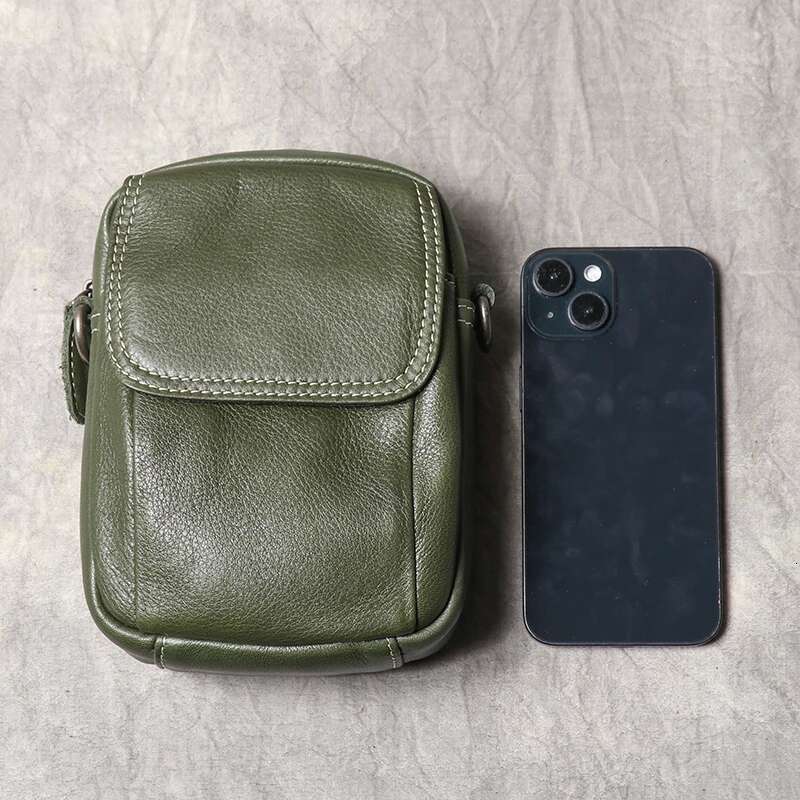 Leathfocus Men's Retro Crossbody Leather Waist Mini Cowhide Phone Sg Casual Wear Belt Bag