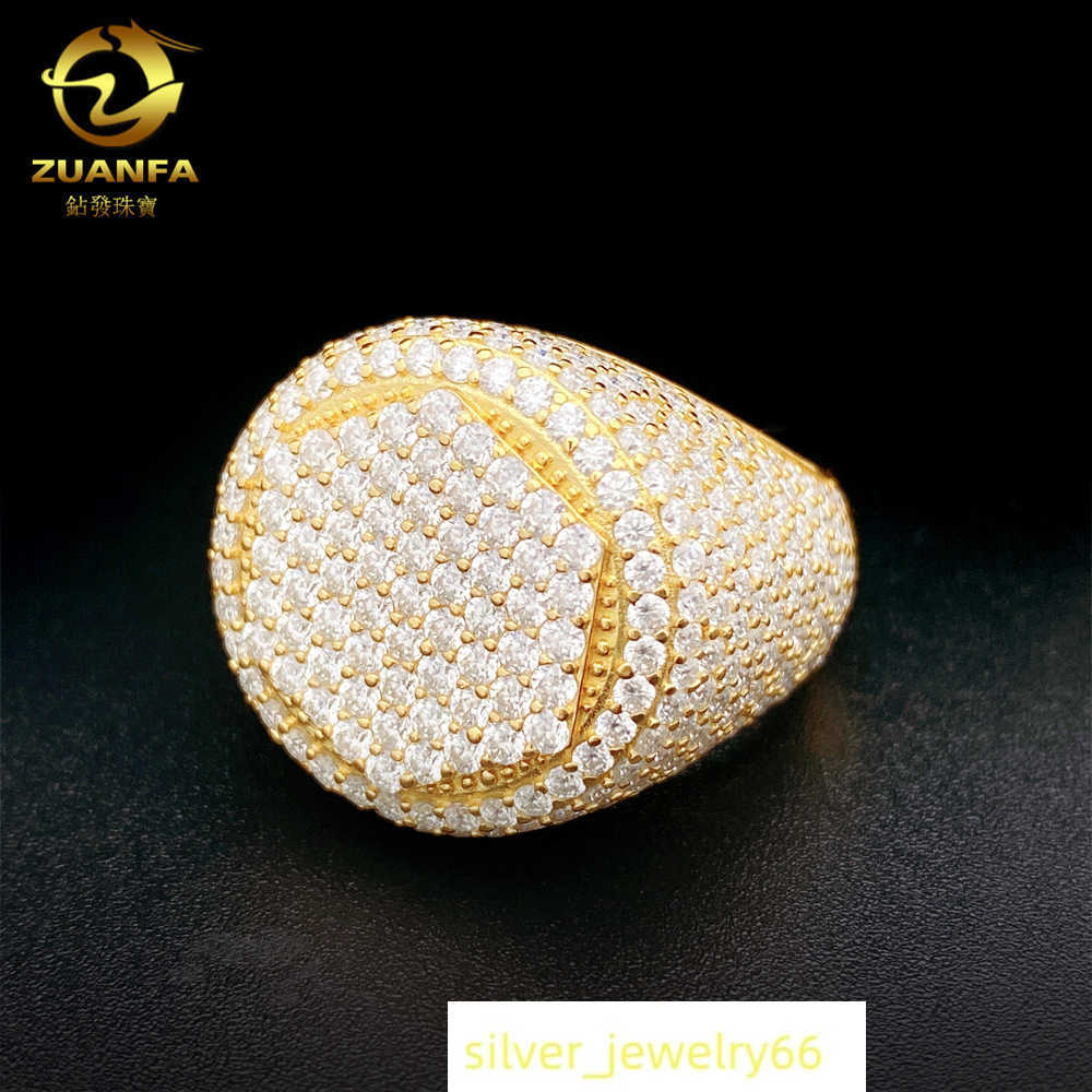 2023 New Hip Hop Ring Male S925 Silver Inlaid VVS Mozambique Trendy Personalized Ring