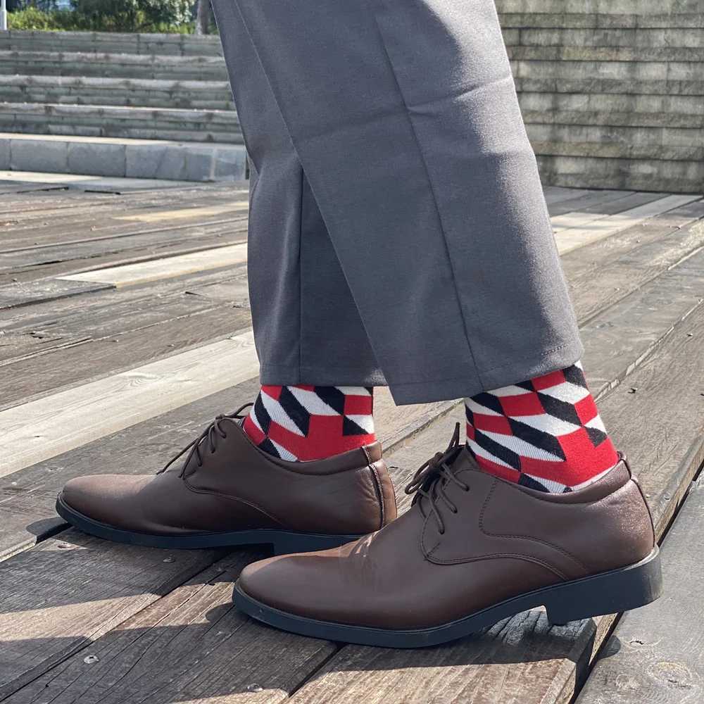 5 Pairs Mens Color Dress Casual Fashion Happy Socks Combed Cotton Autumn Winter Plus Size Socks Men Gifts W250217