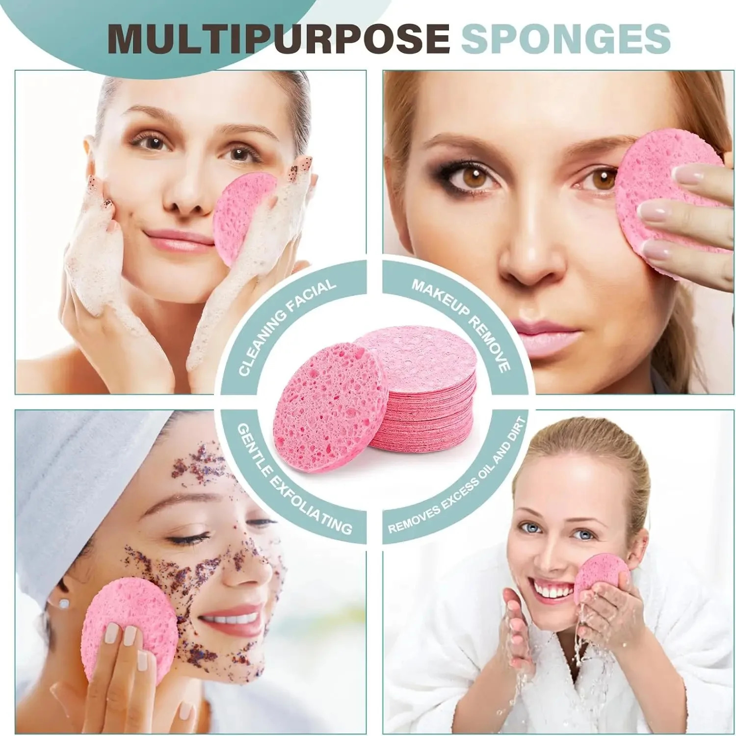 50-1000PCS Compress Face Wash Puff Natural Wood Pulp Sponge Face Wash Puff Foaming Face Puff Cosmetic Puff Face Cleansing Sponge 250214