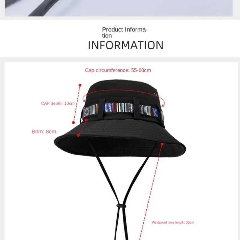 Summer Fashion Bucket Hats for Men and Women Outdoor Fishing and Hiking Hats Large Brimmed Sun and Sun Hats W250217