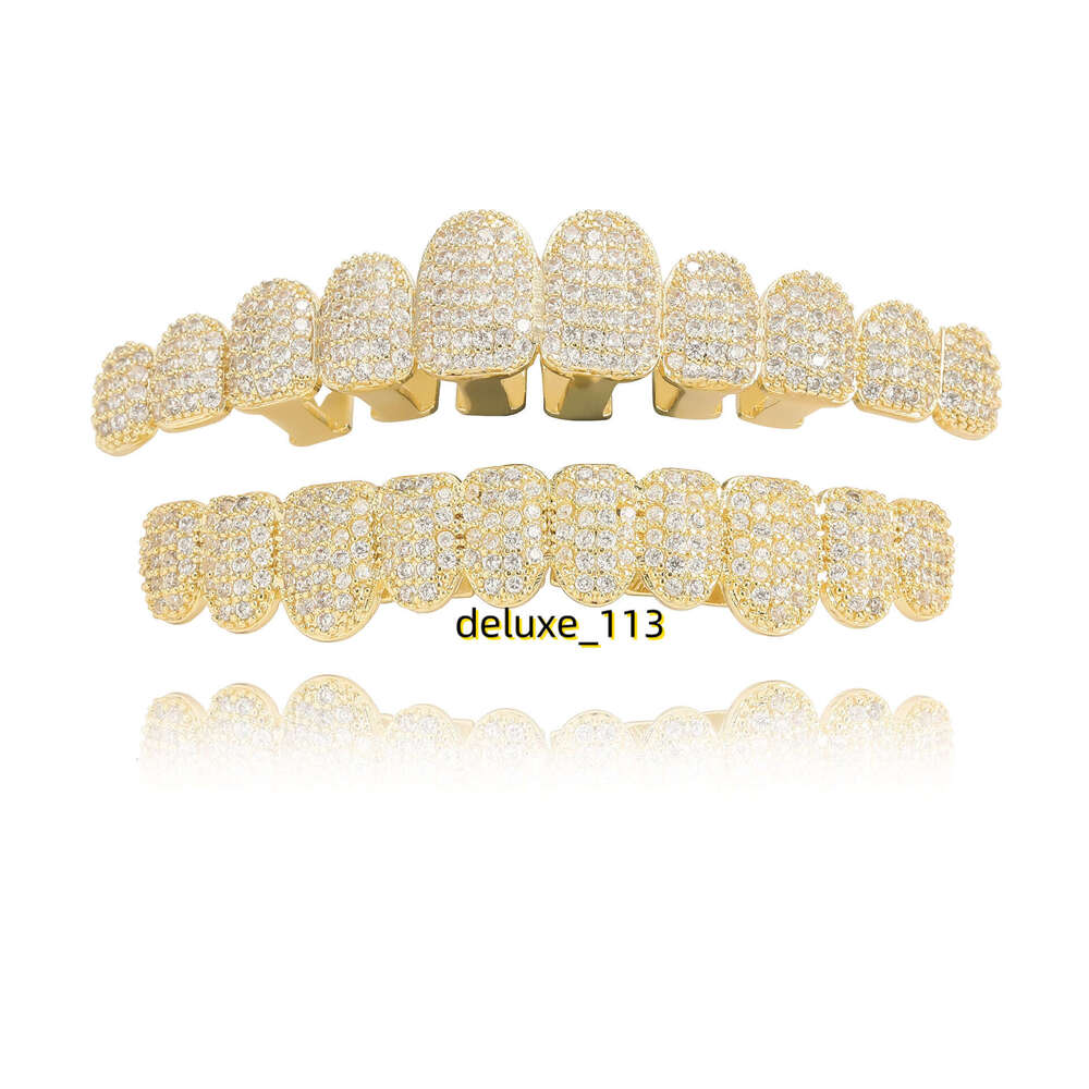 10 Teeth Full Dia Irregular Gold HIPHOP Men's Super Flash Hip Hop Tooth Set Accessories Halloween