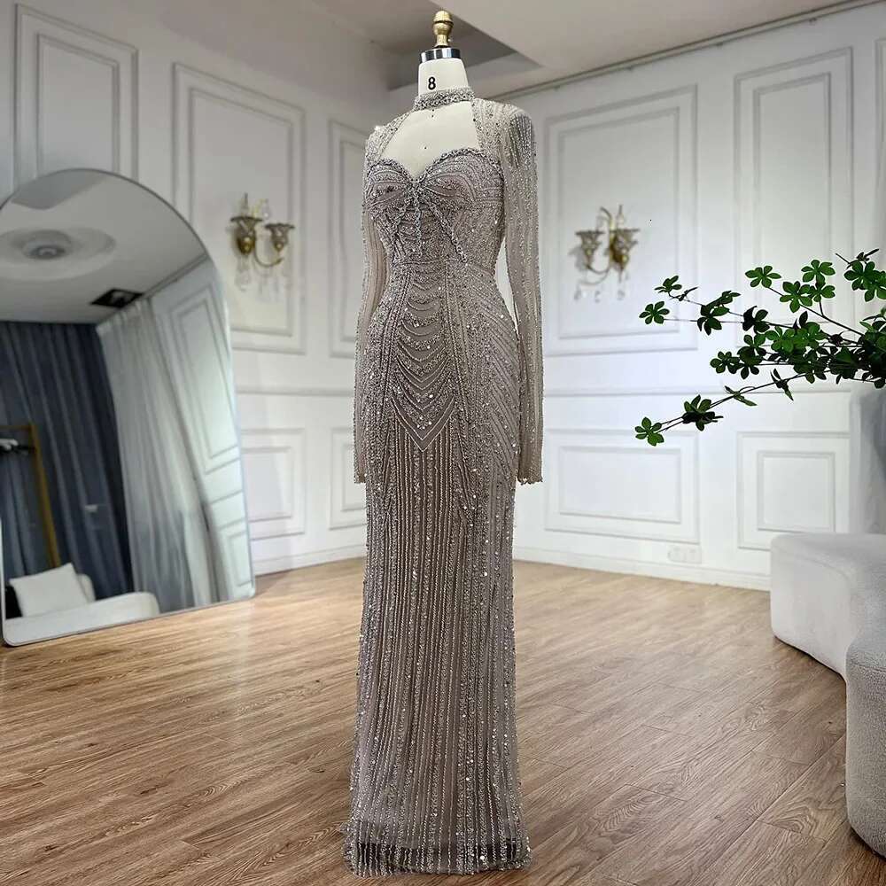 Hill Serene Dubai Nude Sweetheart Mermaid Beaded Evening Gowns With Back Slit For Women S Party Customize BLA A