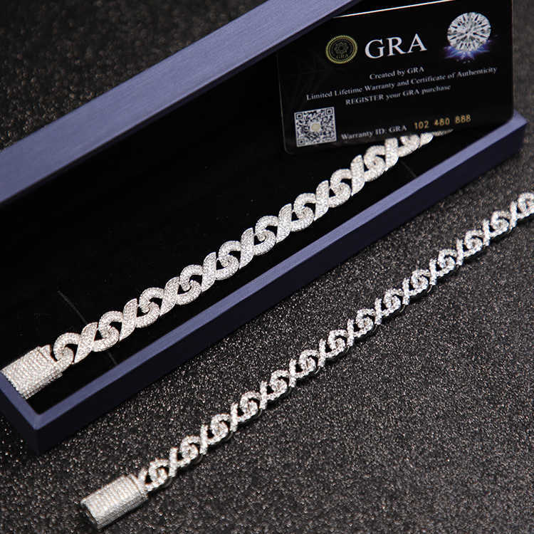 Infinite Diamond Bracelets 925 Silver Gold Plated VVS D Diamond Moissanite Cuban Link Chain Bracelet Men Women