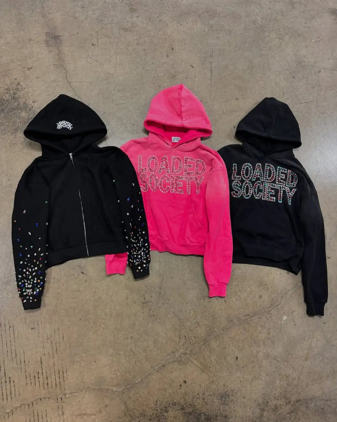 Y2k Retro Color Diamond Letter Pattern Womens Hoodie Loose Street Hip Hop Street Mens and Womens Sportswear K Clothing 250211