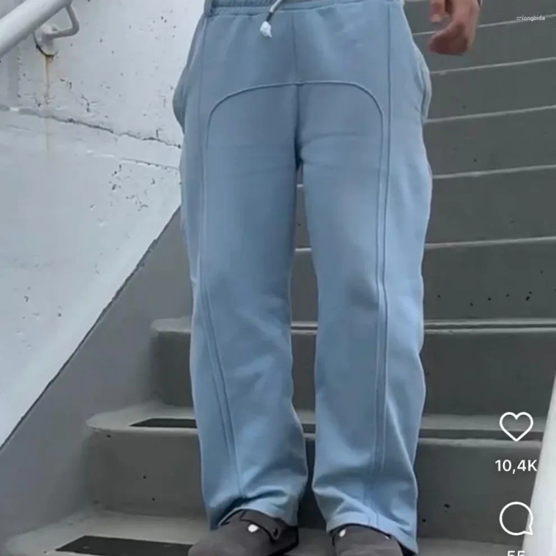 Mens Jeans with Waist, Casual Drawstring Pants: Lightweight Elastic Waistband Denim Trousers for Streetwear and High Street Fashion