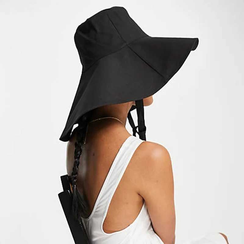 Summer Japanese Tie Bucket Hat for Women Korean Wide Brim Fisherman Caps Foldable Cotton Linen Sunscreen Beach Hat Chic Sun Hat W250217