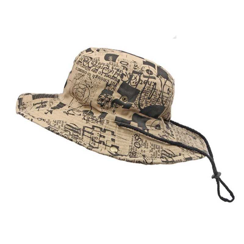 Outdoor Fisherman Hats Men Women Summer Wide Brim Bucket Hat Sunscreen Sun Hat Fishing Hiking Cap Washed Cotton Panama Cap W250217