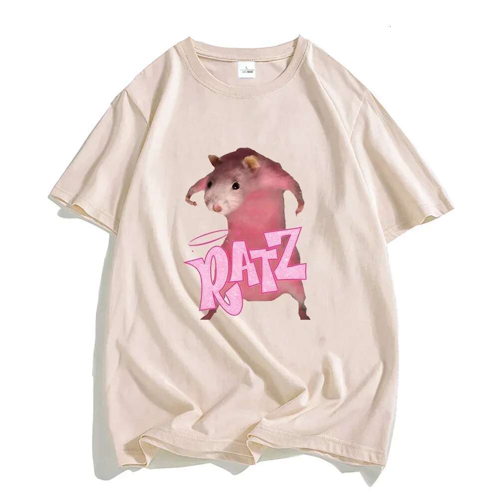 Ratz Mouse Cartoon Printed Fashion Women's Short Sleeved Tops Tshirt Casual Kawaii Summer O-neck Designer T Shirt Cute Men's Soft Shirt T-sh