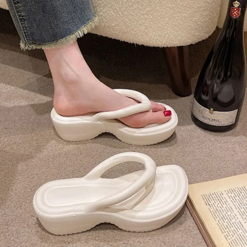 Women's Thick Bottom Wedges Flip ps 2024 Summer Clip Toe Chunky Platform Sandals Woman Eva Non Slip Outdoor Slippers Slides