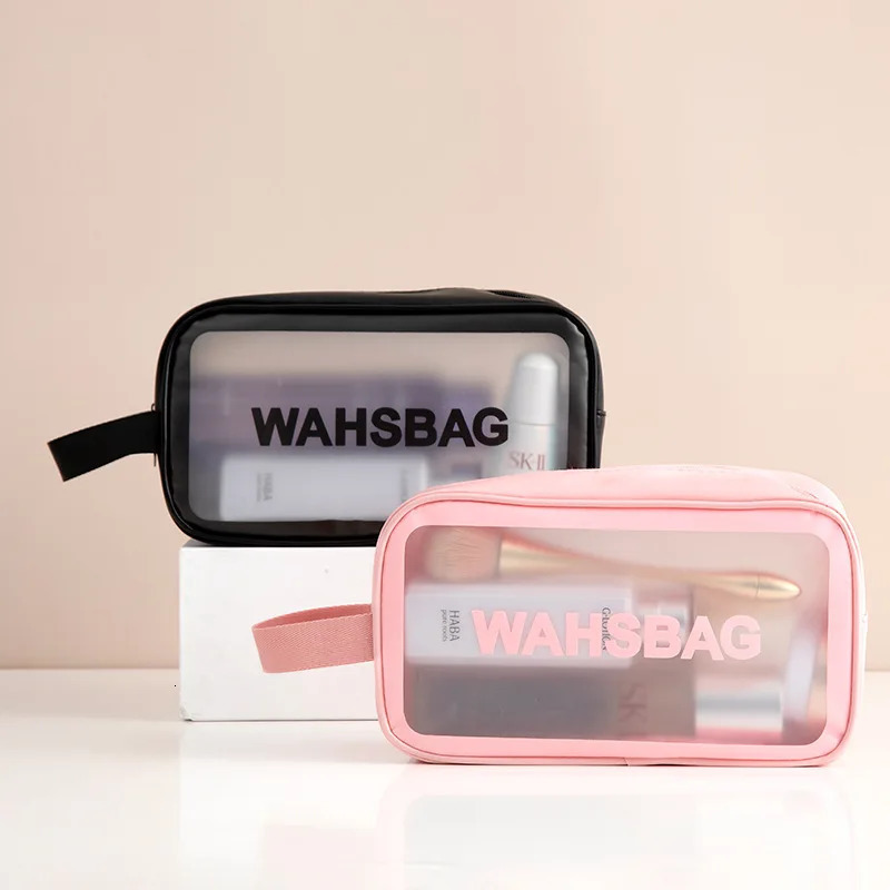 Waterproof Cosmetic Bag Portable Large Capacity Transparent Wash Travel PVC Scrub Cosmetics Storage PU Swimming 250213
