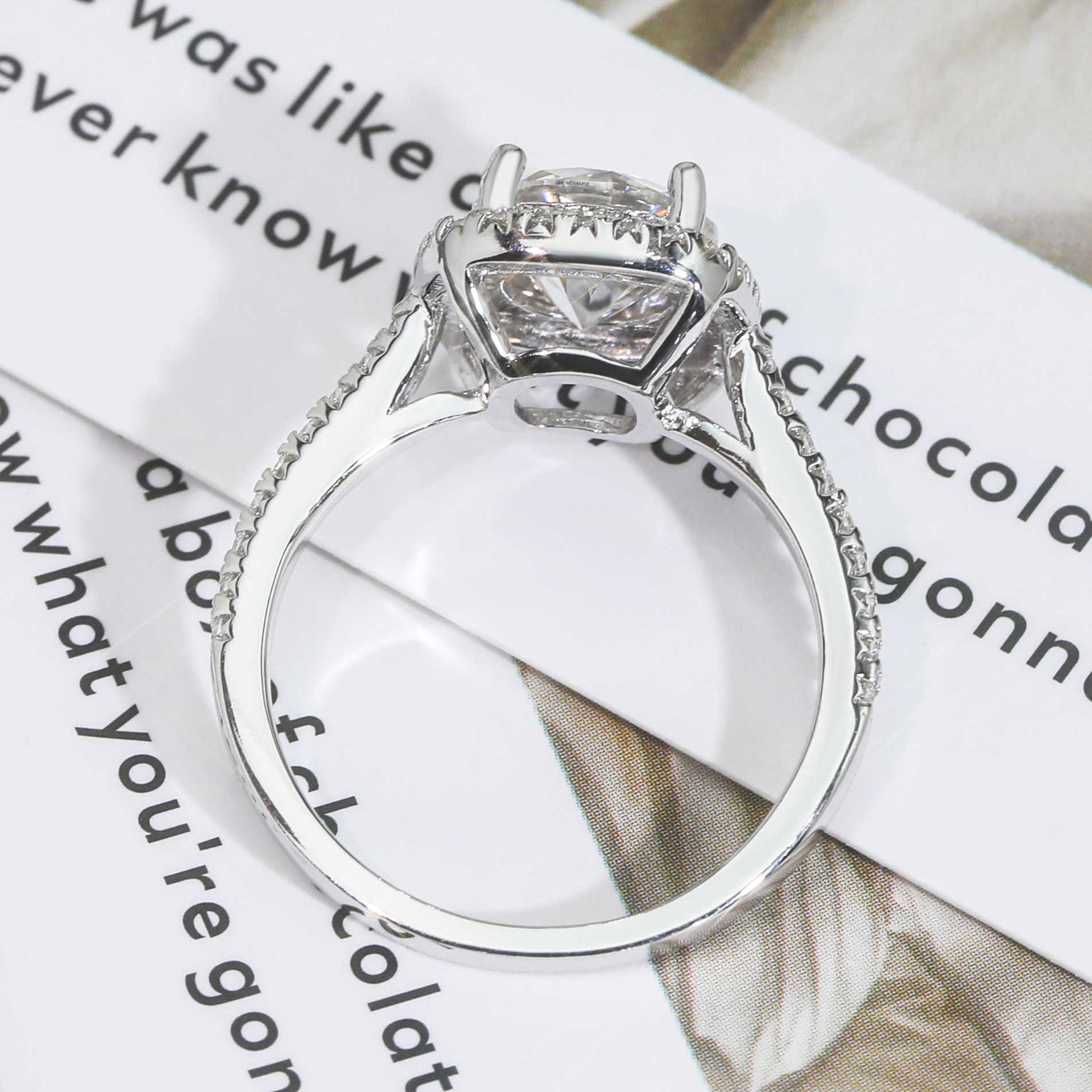 Wedding and proposal ring 925 silver moissanite round 2-carat high-end diamond ring accessory for girls