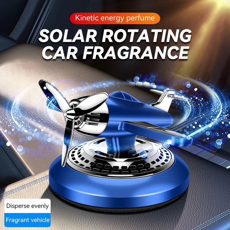 Solar energy powered rotating propeller fighter car air freshener scent perfume airplane fragrance diffuser dashboard aroma men 250214