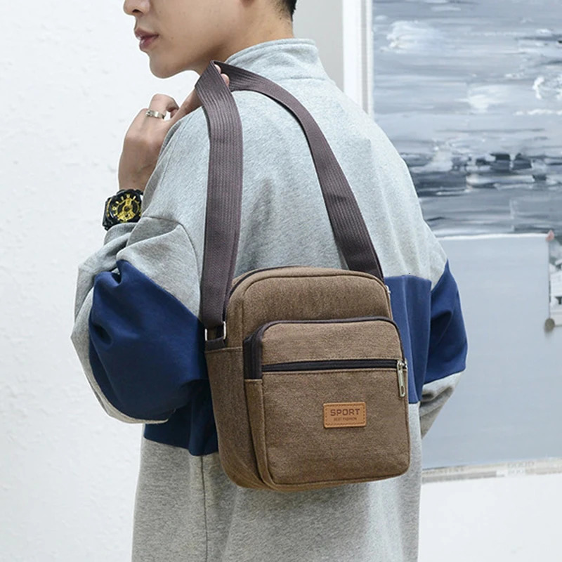 Mens Sidebag For Business Crossbody Bag Fashion Korean Version Canvas Large Capacity Single Shoulder Messenger 250118