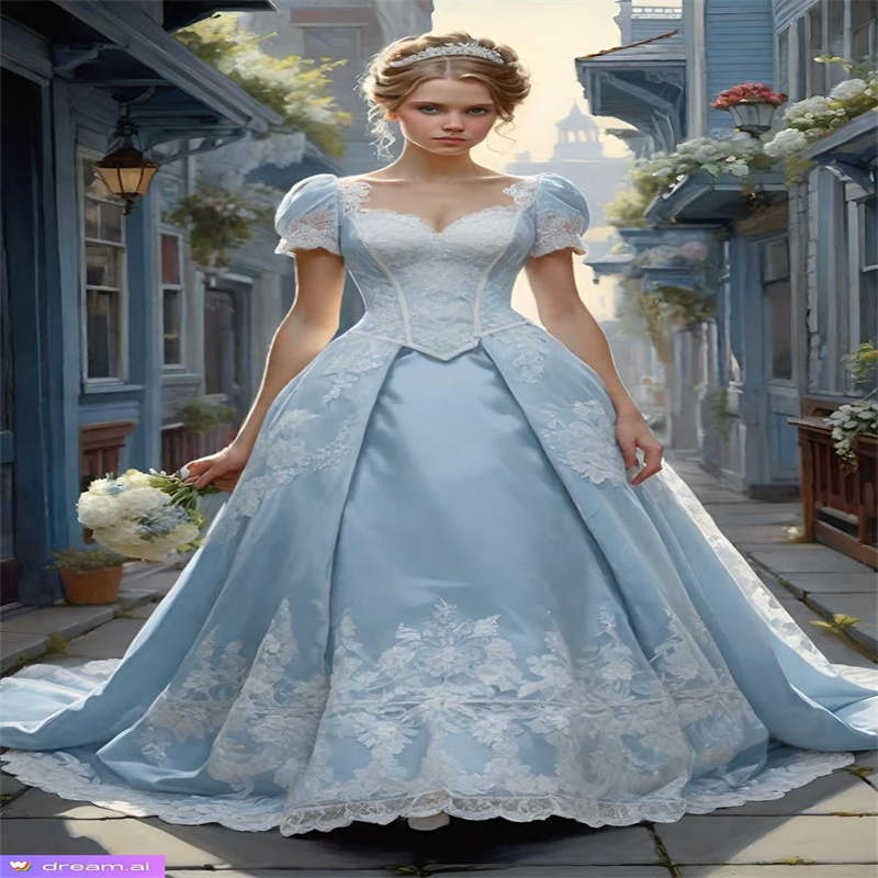Victorian Blue Wedding Dress 2025 Short Sleeve Lace Civil War Bride Dress Gothic Cetic Elf Bridal Dress Gatsby Medieval Unique Vestio De Novia Robe De