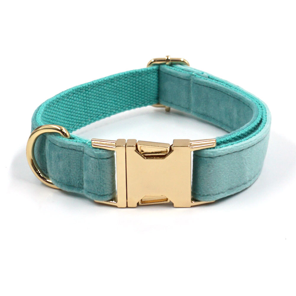 Tiffany Blue Harness for Dog Luxury Designer Personalized Dog Collar Free Engraving Adjustable Soft Velvet Puppy Pet Harness Set