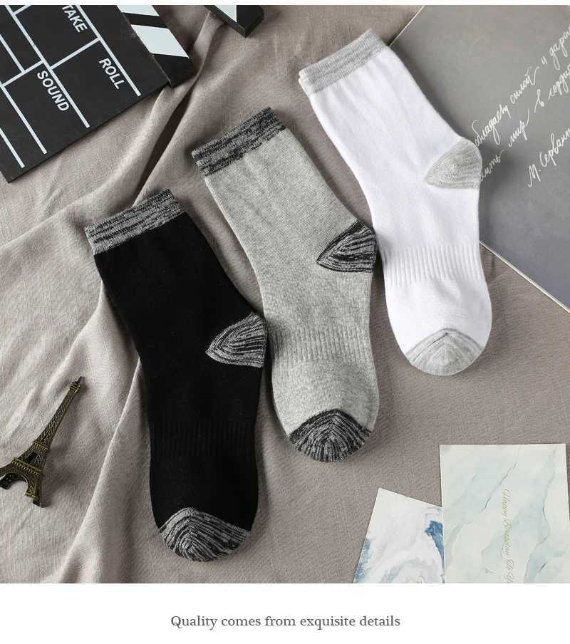 5 Pairs/Lot Mens Socks Autumn Winter High Quality Casual Running Black Sports Hiking Socks Mens Long Socks Comfortable Size 38-44 W250217