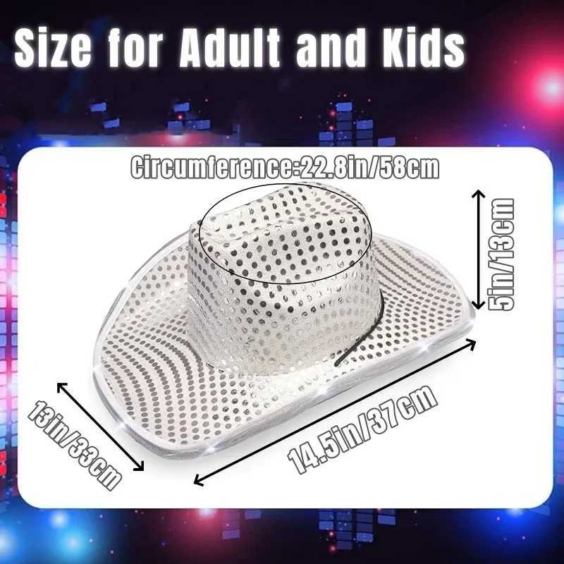 6-48 pieces of LED cowboy hats illuminated party disco cowboy hats illuminated Western cowboy hats mens wedding ball X250217