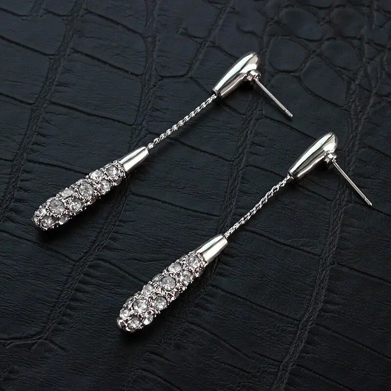 Style Earrings Female Fashion and Elegant Long DropShaped Alloy Jewelry Wedding Engagement Gift 250213