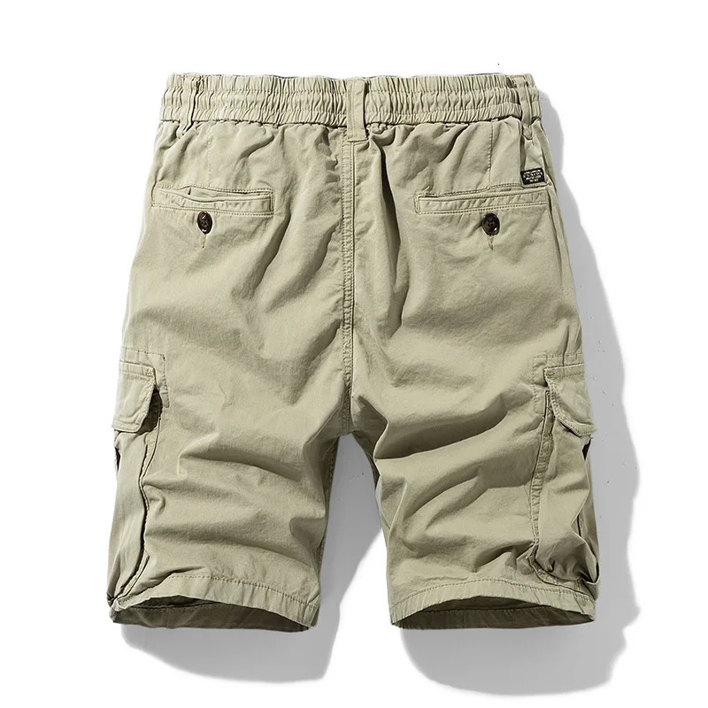 Summer Solid Color Fashion Cotton Casual Breeches Cargo Men Shorts Breathable Quick Dry Multi Pocket Hip Hop 250214