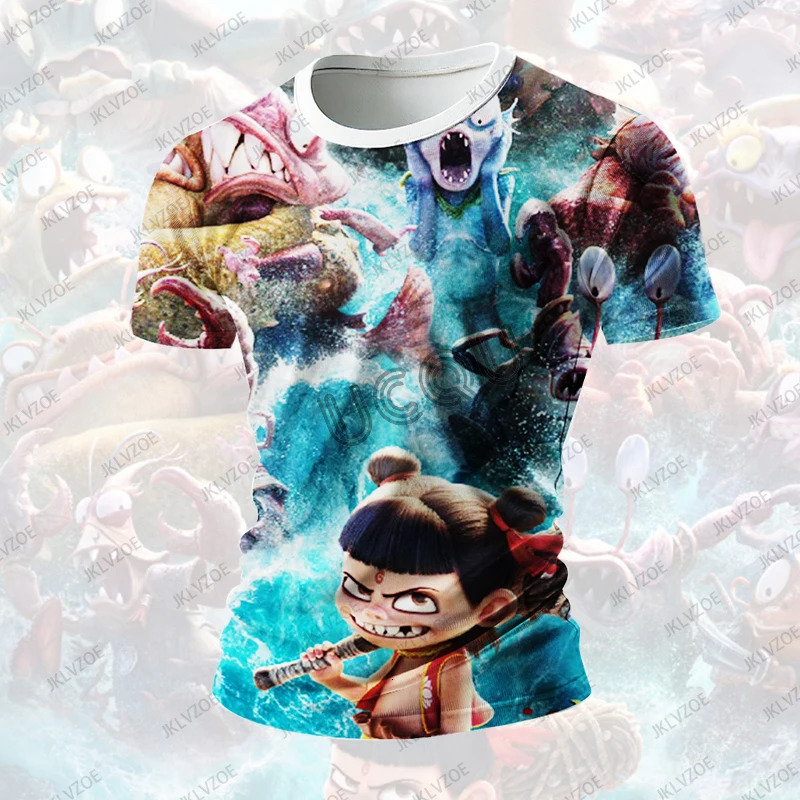 Arriavl 3D Print Nezha 2 The Demon Children Make Waves in the Sea T-shirt For Women Short Sleeve Tees Casual Men Tops 250217