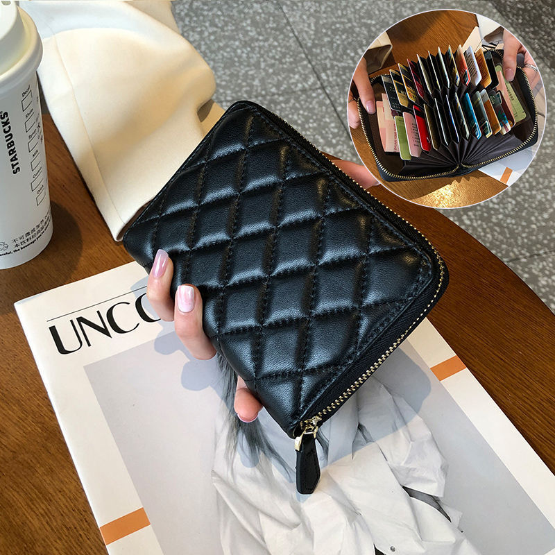Cardbag women's leather texture large capacity 2025 new model sheepskin anti demagnetization zipper multi card organ #ddmynov