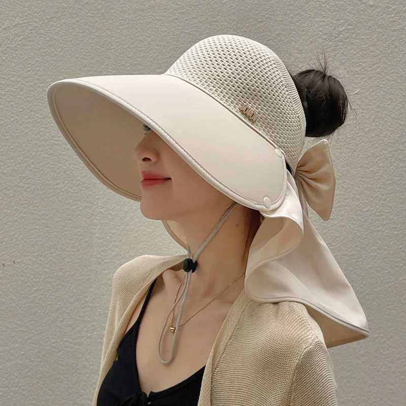 Hot Selling Wide Brim Cap Hat Shawl Sunblock Hat Women Summer Outdoor UV-proof Empty Hat Wide Brim Cycling Face Visor Sun M10 W250217