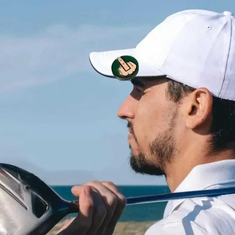 Funny Middle Finger Golfs Ball Marker Golf Hat Clip Marker Magnetic Removable Golf Practice Position Mark Golf Accessory Pattern MatW250215