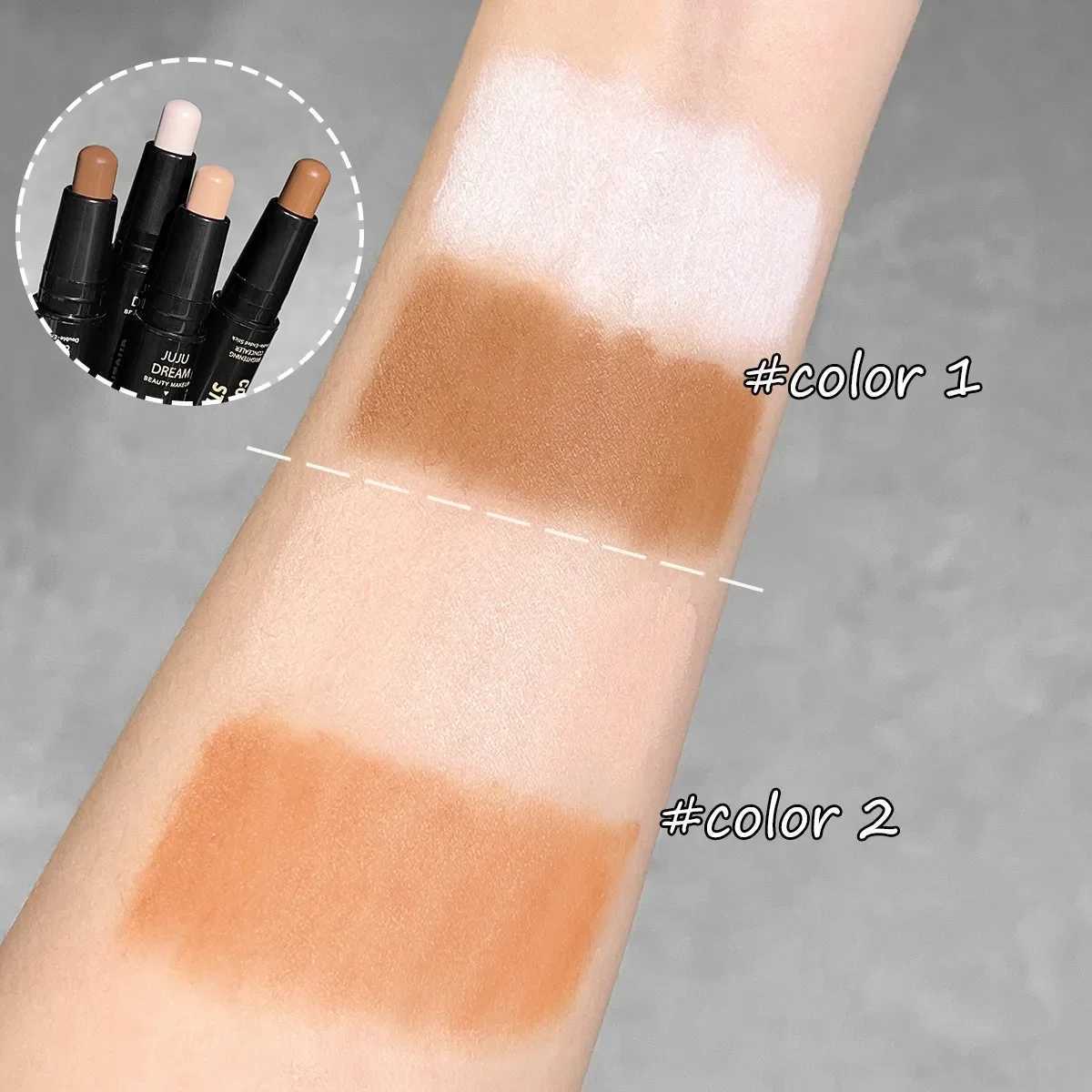 Dual-purpose Highlighters Contour Stick Matte White Brightening Trimming Nose Shadow Three-dimensional Facial Concealer CreamW250217