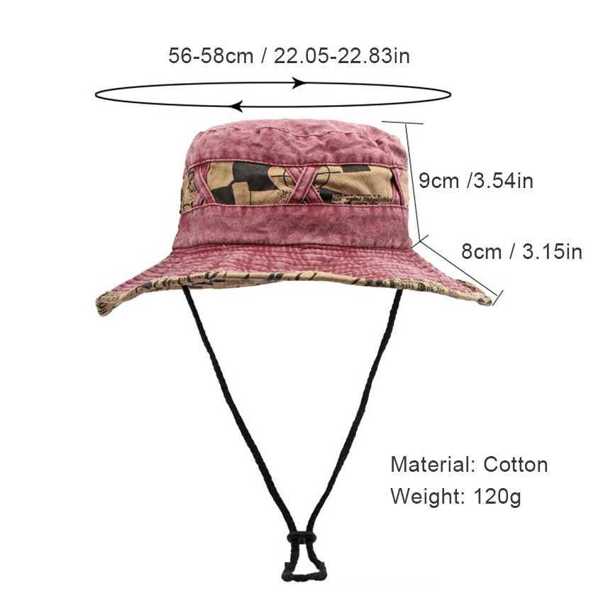 Outdoor Fisherman Hats Men Women Summer Wide Brim Bucket Hat Sunscreen Sun Hat Fishing Hiking Cap Washed Cotton Panama Cap W250217