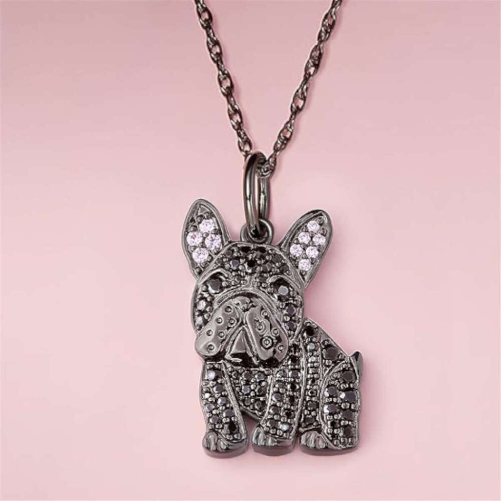 Temu Hot Selg Black French Bulldog Pendant Exquisite and Environmentally Friendly Zinc Alloy Die Cast Necklace
