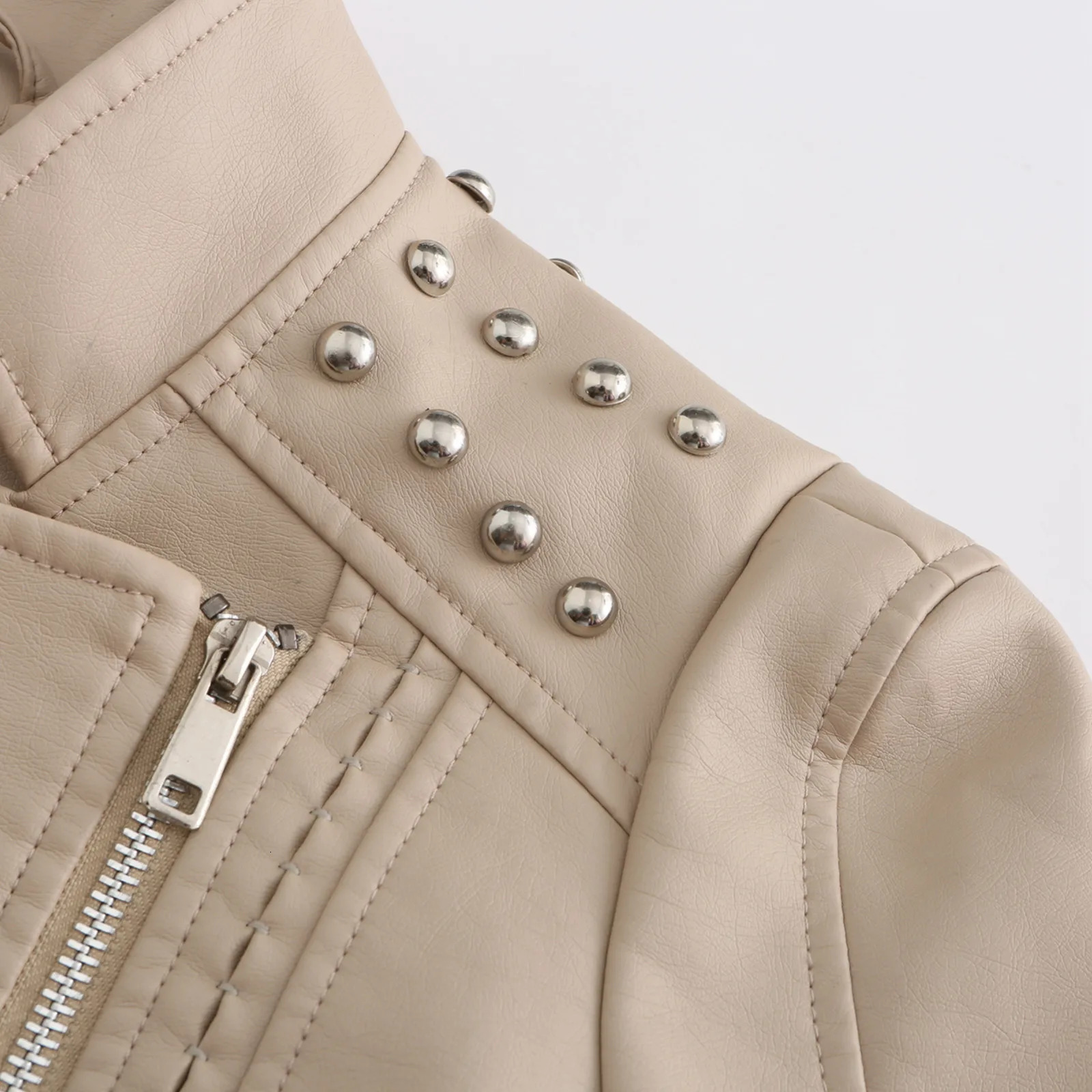 Faux Motorcycle Coat Short Jacket Elegant Lapel WomenS Pu Leather SlimFit Jackets Lightweight Autumn Ladies Outerwear 250211