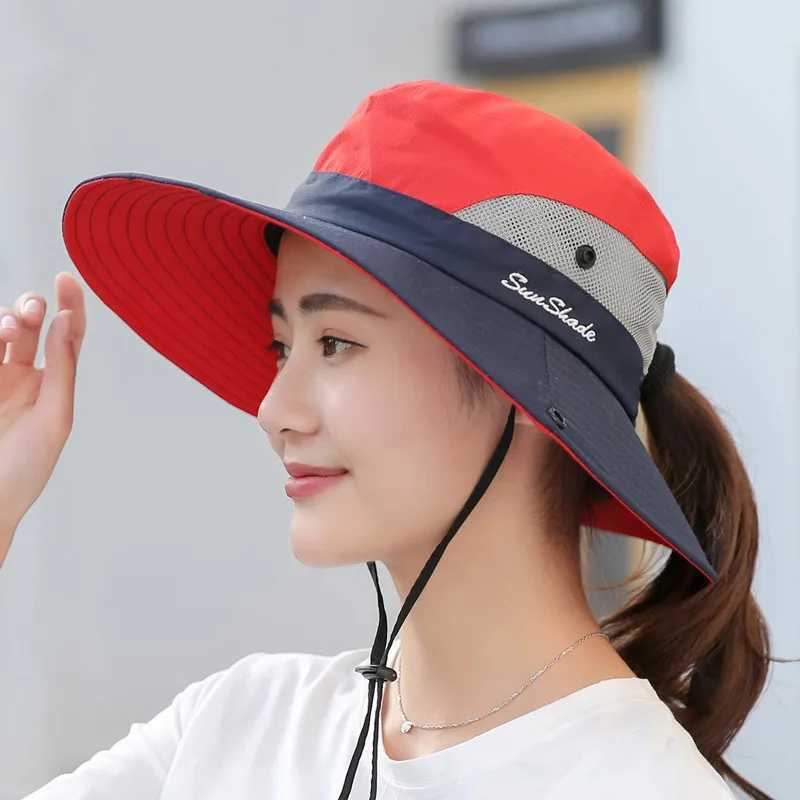Child-Parents Fishing Hat Girls Outdoor UV Protection Bucket Hat Womens Panama Summer Wide Brim Bob Hiking Sun Hat for Woman W250217