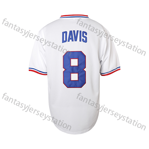 In Stock 37 LaLoosh Movie Baseball Jersey 8 Davis Jersey Mens Shirt Clothing All Stitch for Sports Size S-XXXL