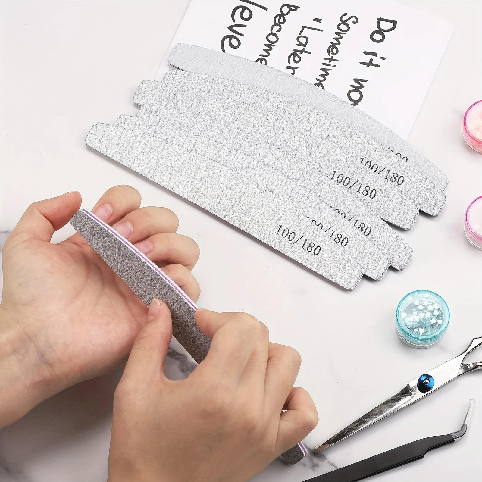 50Pcs Nail Art Files 100/180 Nails Accessoires Gel Nail Polish Polishing Pedicure Manicure Buffers Nail Care Tools lime a ongle 250214