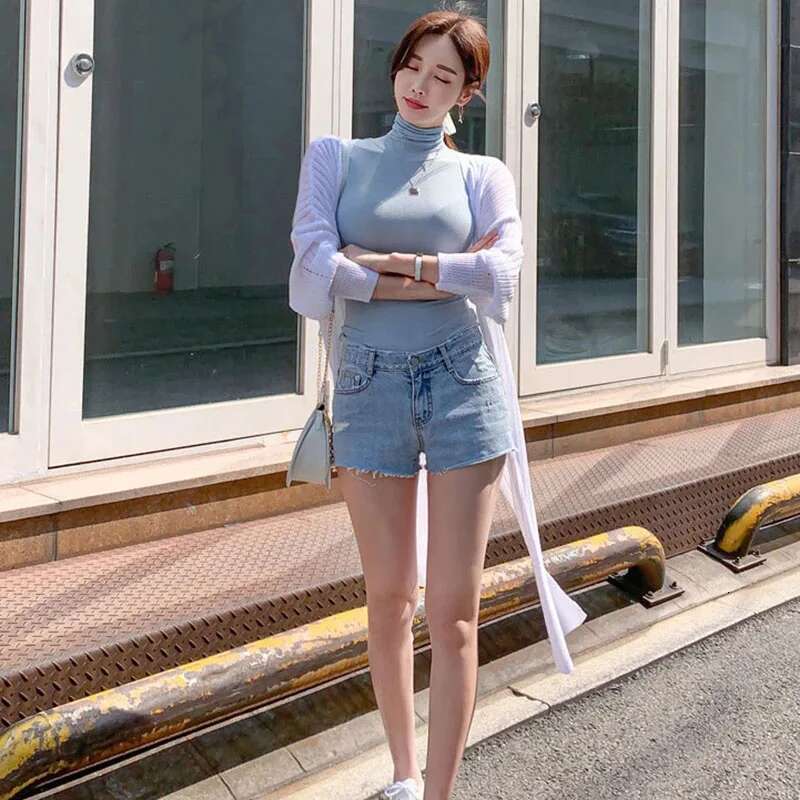 New Fashion Solid Color Elegant Casual Korean Blouse Sleeveless Summer Turtleneck Corset Tops For Women 11972