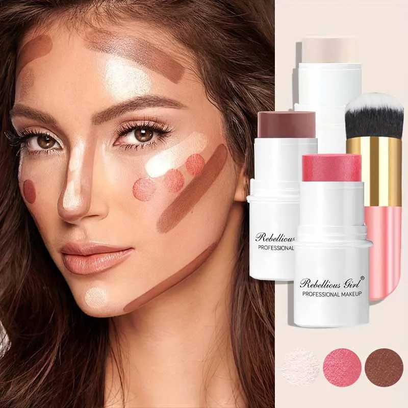 4Pcs face cream contour kit seamless mixing rod with Highlighter B durable waterproof suitable for perfect cheek carvingW250217