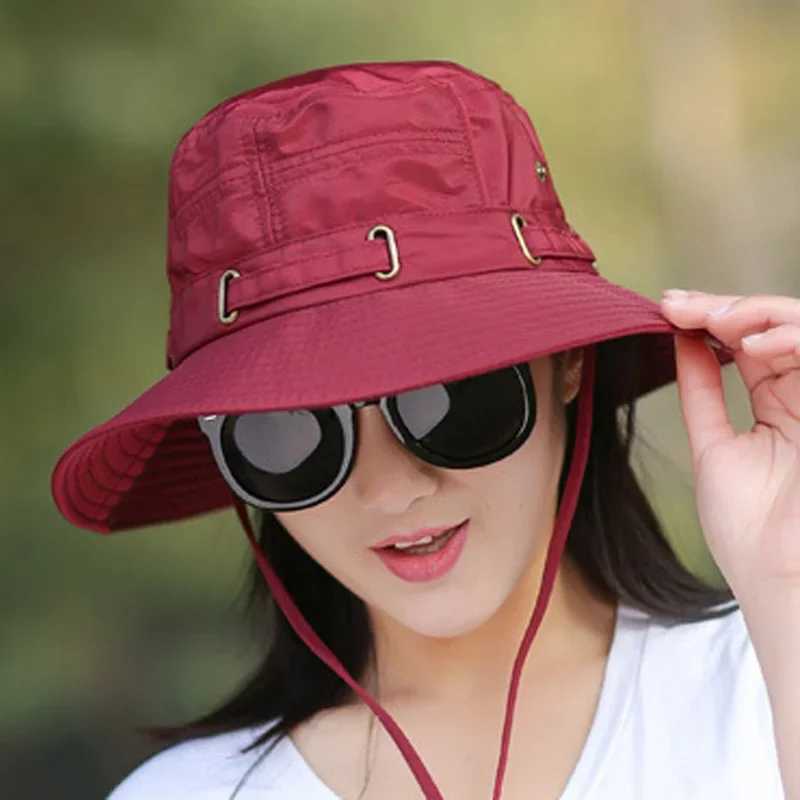 Bob Caps Wide Brim Bucket Hat UV Protection Waterproof Folding Breathable Fishermans Hat Mens Sports Hiking Panama Hat W250217