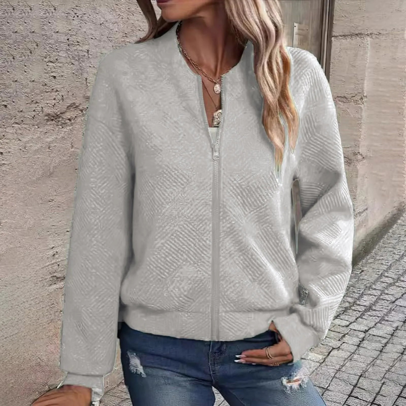 Autumn Bomber Jackets for Women Stand Collar Zip Up Coats Outwear Streetwear Harajuku Solid Color Jacket Chaquetas Para Mujeres 250211