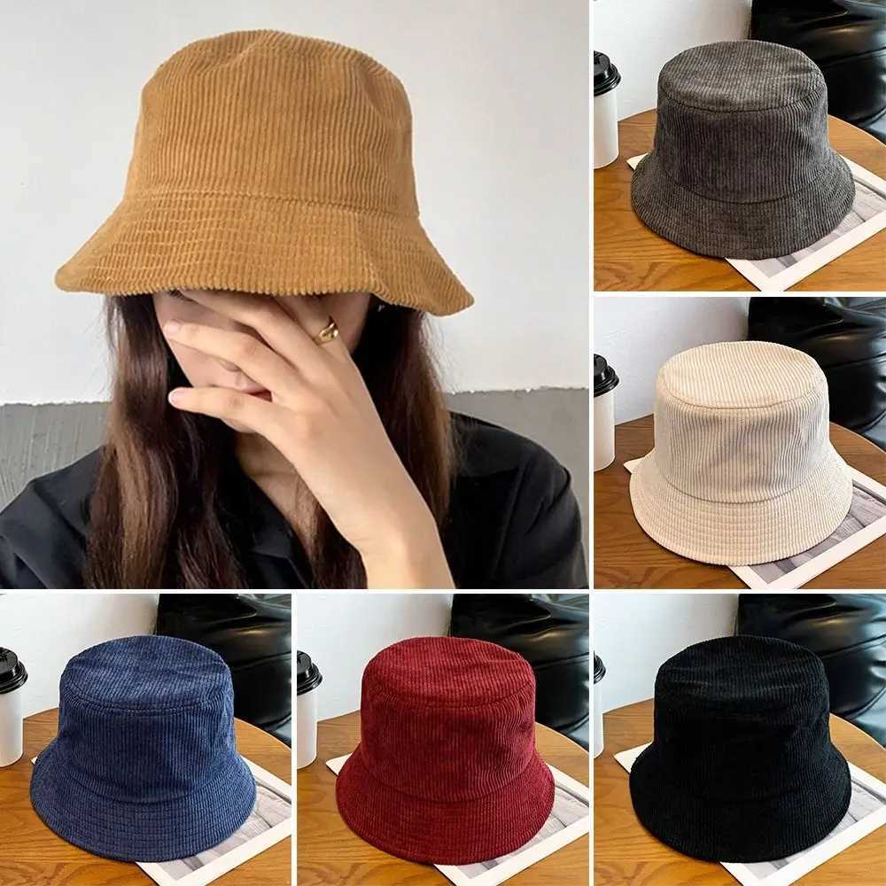 Warm Bucket Hat Outdoor Plush Corduroy Panama Hat Casual Winter Sun Cap Men Women W250217