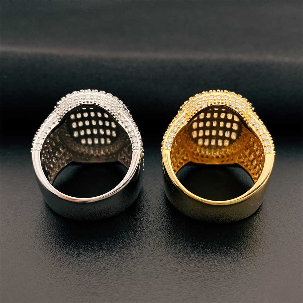 Hip hop 925 silver inlaid D-COLOR VVS Ti Fang Mo sang ring mens and womens rings ins fashion trend full of diamonds