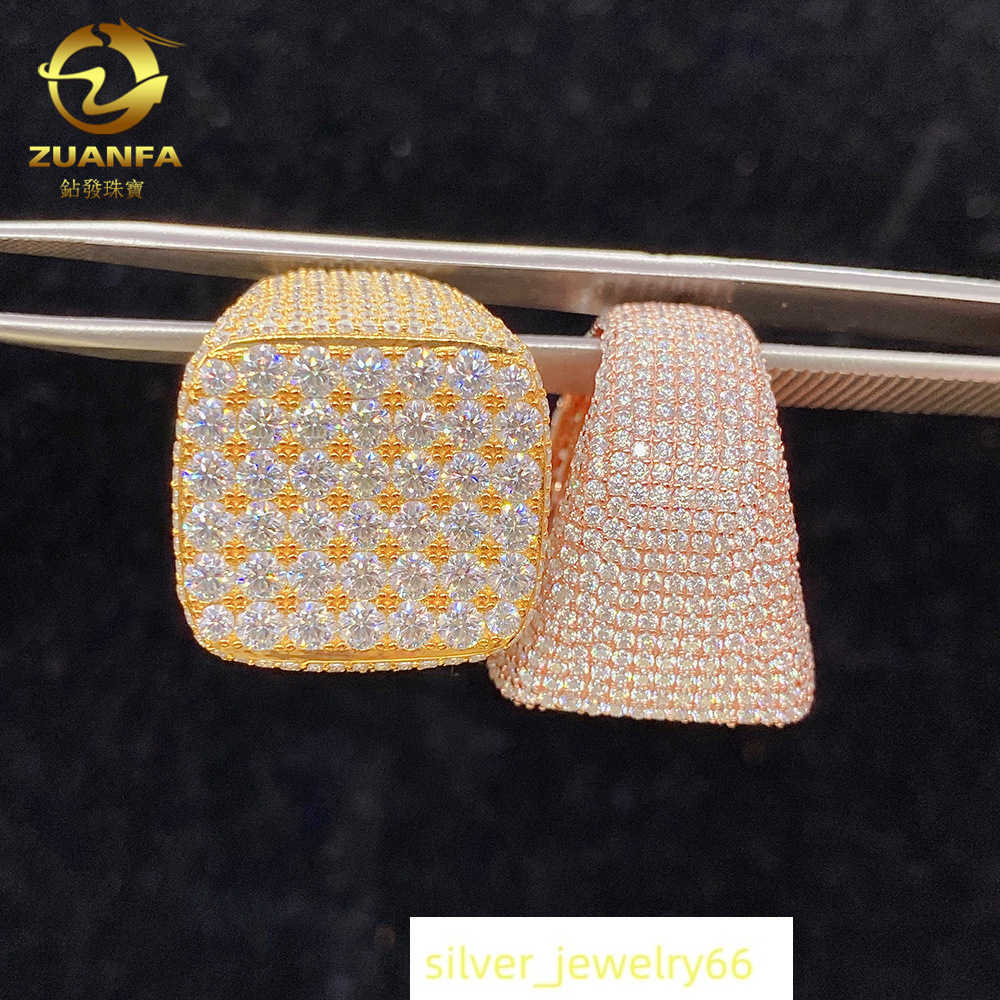 Hip hop diamond 925 silver set D-COLOR VVS Mohsen ring mens and womens rings ins fashion trend diamond